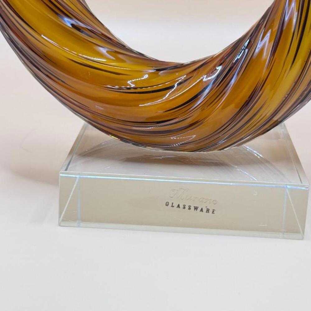 Murano Glassware Hand Blown Amber Twisted Spiral Knot Art Sculpture 10.5”H VTG - Picture 6 of 7